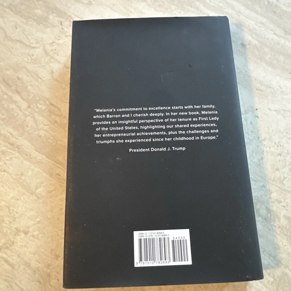 Melania‎ A Memoir Hardback Cover Book Black
